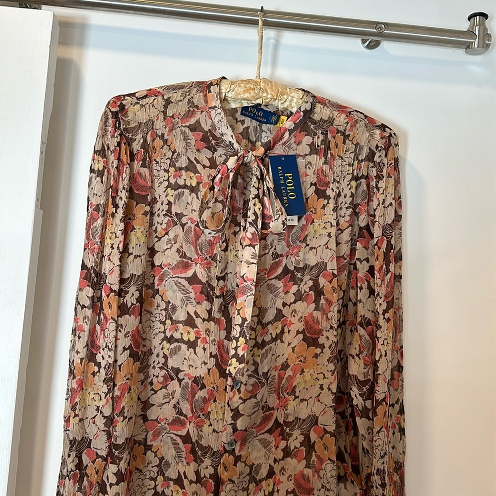 Polo by Ralph Lauren Blouse with tie neck 100% viscose fabric